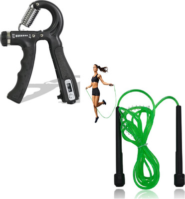 Khargadham Combo of Counter Hand Grip & Pencil Rope Forearm Exercise Cardio Fitness Kit Hand Grip/Fitness Grip(Black, Green)