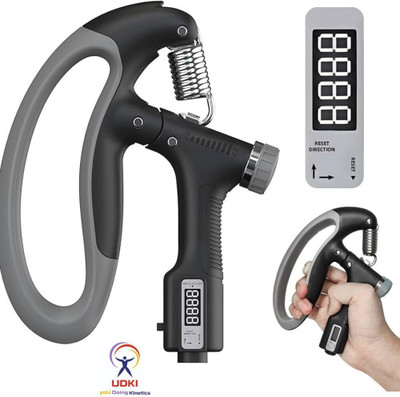 TRUE INDIAN Hand Grip Strength Trainer, Hand Strengthener with Counter, Resistance 100 kg Hand Grip/Fitness Grip(Black, Grey)