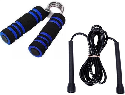 Khargadham Combo of Skipping Rope & Hand Gripper for Strength Training,Cardio & Fitness Hand Grip/Fitness Grip(Black)