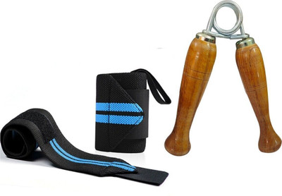 NEPROCK SPORT WOODEN exercise equipment Hand Grip Gym hand BAND Gripper Wrist Forearm Hand Grip/Fitness Grip(Beige, Blue)
