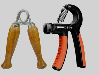 TRUE INDIAN Combo Of Wooden Gripper With Pvc Hand Gripper Strengthener, Forearm Exerciser, Hand Grip/Fitness Grip
