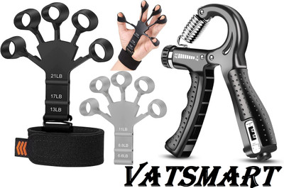 VATSMART Combo Pack of Counter Hand Grip Strengthener & 2pc Finger Trainer Hand Workout Hand Grip/Fitness Grip
