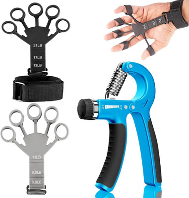 AJRO DEAL Adjustable Finger Extensor for Forearm Exercise, Strength Build Hand Grip/Fitness Grip(Blue)
