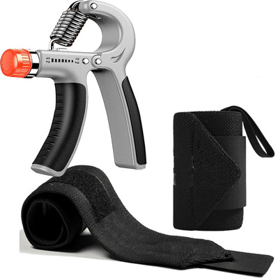 uRock Combo Of Hand Gripper & Wrist Wrap Hand Grip/Fitness Grip(Black)