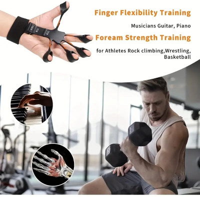 Shopeleven Finger Gripper Strength Trainer, Hand Exerciser Training Device Hand Grip/Fitness Grip(Black)
