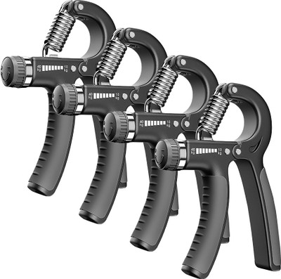 Strauss Adjustable Strengthener | Finger Exerciser| Pack of 4 Hand Grip/Fitness Grip(Black)