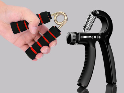 TRUE INDIAN Combo of Hand Gripper Strengthener,Forearm Exerciser for Gym Workout & Home Use. Hand Grip/Fitness Grip(Red, Black)