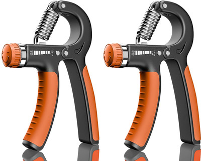 Strauss Adjustable Hand Grip Strengthener|Hand Gripper/Exerciser|Finger Grip (Pack of 2) Hand Grip/Fitness Grip(Black, Orange)