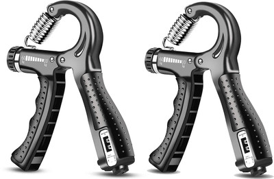 Strauss Adjustable Hand Grip Strengthener With Counter|Hand Gripper/Exerciser(Pack of 2) Hand Grip/Fitness Grip(Black)