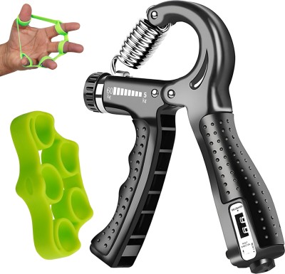 Manogyam Combo Pack of Hand Grip & Finger Exerciser Strength Trainer Hand Workout Hand Grip/Fitness Grip(Black, Green)