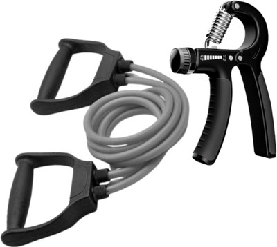 NEPROCK Double Toning Tube 25 Kg| Hand Gripper| Full Body Workout Equipment| Resistance Hand Grip/Fitness Grip(Black)