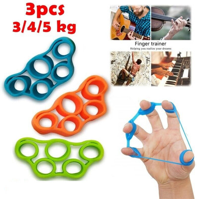 ZURU BUNCH Set of 3 Finger Stretcher Hand Resistance Band for Grip Strength Exercise Finger Hand Grip/Fitness Grip(Multicolor)