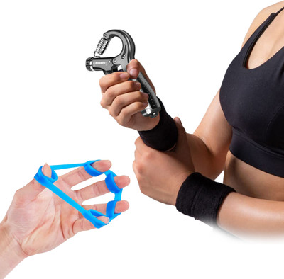 YIXTY Strength Trainer Premium Adjustable Strengthener for Wrist & Forearm Hand Grip/Fitness Grip(Black, Blue)
