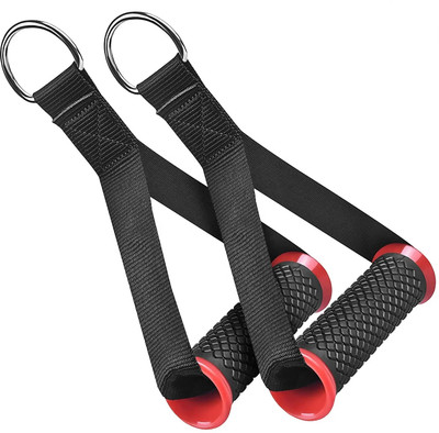 Fitness Guru D Ring Pulldown handle Kit for Exercise (1 pair) Hand Grip/Fitness Grip(Black, Red)