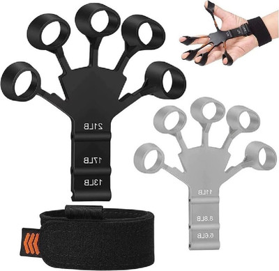 ShopiMoz Finger Gripper Strength Trainer Forearm Exerciser Hand Yoga Resistance Band Hand Grip/Fitness Grip(Black)