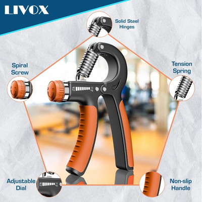 LIVOX Adjustable Hand Grip|(10KG - 40KG) | Hand Gripper for Home & Gym Workouts Hand Grip/Fitness Grip