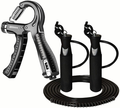 A G Enterprises Adjustable Hand Grip & Skipping Rope Combo for Gym & Home Hand Grip/Fitness Grip(Black)