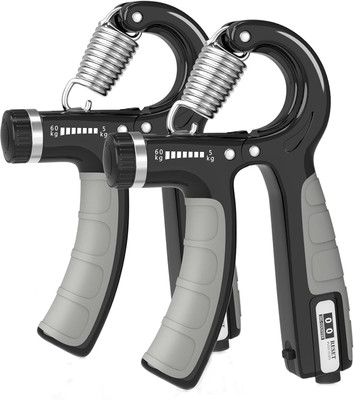 Fitnesstricks Hand Grip Strengthener with Counter, Adjustable Resistance 5 to 60kg (Pack of 2) Hand Grip/Fitness Grip