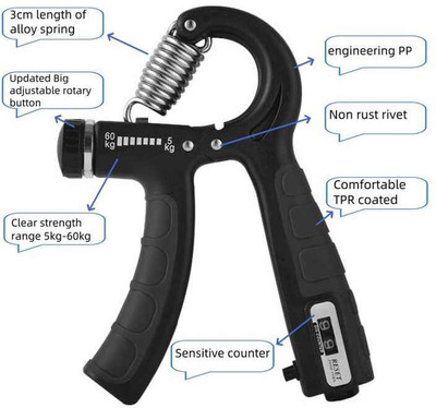Fusion Power Hand Gripper 5-60 KG Unisex Hand Grip/Fitness Grip(Black)