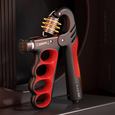 Shopeleven Hand Grip Strengthener with Counter, Adjustable Resistance Hand Grip/Fitness Grip(Red)