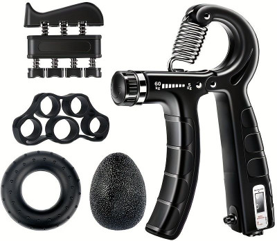 GJSHOP 5pcs Kit With Finger Exerciser, Hand Grip, Extension, Grip Ball, Forearm Hand Grip/Fitness Grip(Black)