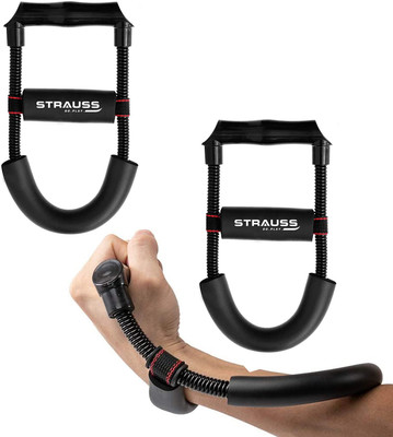 Strauss Adjustable Forearm Strengthener | Wrist Exerciser | Forearm/Arm Grip (Pack of 2) Hand Grip/Fitness Grip(Black)