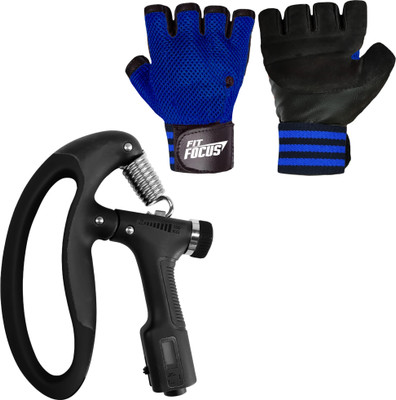 TRUE INDIAN Professional Adjustable 10 to 100kg, Hand Grip With Timer & Gloves for Men Women Hand Grip/Fitness Grip(Black, Blue)