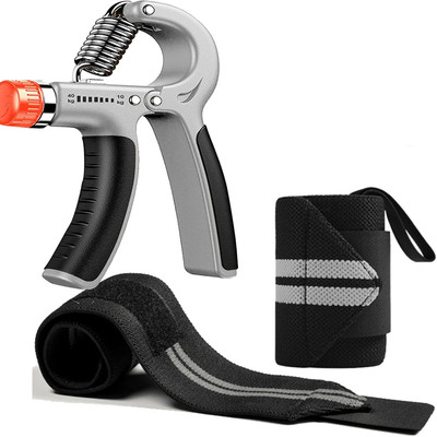 GymWar Combo Of Hand Exerciser & Wrist Band Hand Grip/Fitness Grip(Grey)