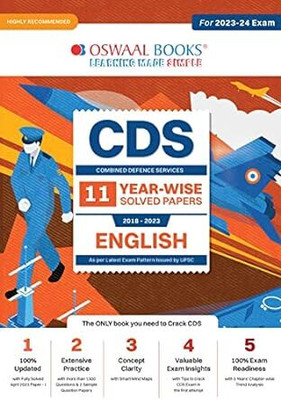 Oswaal CDS Combined Defence Services Yearwise (2018-2023) 11 Solved Papers English (For 2023-24 Exam)(Paperback, Oswaal Editorial Board)
