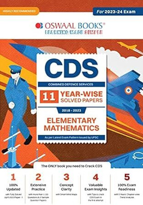 Oswaal CDS Combined Defence Services Yearwise (2018-2023) 11 Solved Papers Elementry Mathematics (For 2023-24 Exam)(Paperback, Oswaal Editorial Board)