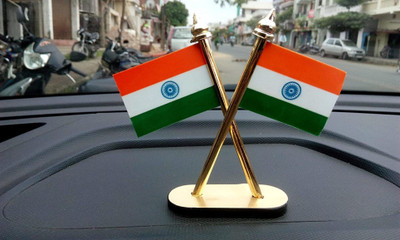 Voyo Best Quality indian Flag Double Sided Wind Car Dashboard Flag(Rayon, Pack of 1)