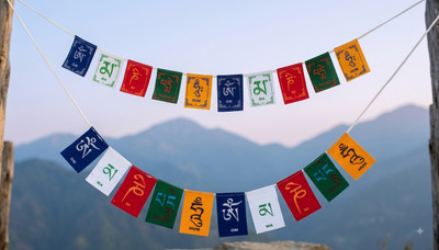 Royal Enfield Tibetan Prayer Flag Bike Flag 10.2 cm x 48.3 cm by KaartPulse(Nylon, Pack of 2)