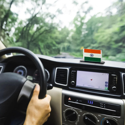 Luv My India India Rectangle Car Dashboard Flag(Cotton)
