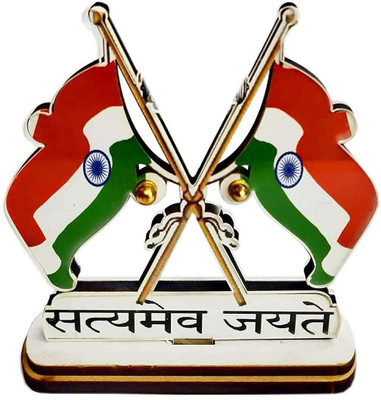 Feelitson Satyamev Jayate Indian Flag For Study Table Home & Office Multicolor 1Pcs Double Sided Wind Car Dashboard Flag(Nylon, Pack of 1)