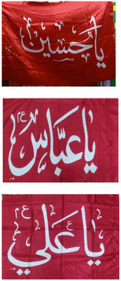 ZOHASTORE Ya Ali a.s Ya Hussain a.s Ya Abbas a.s Flag Square Hand Flag(Satin, Pack of 3)