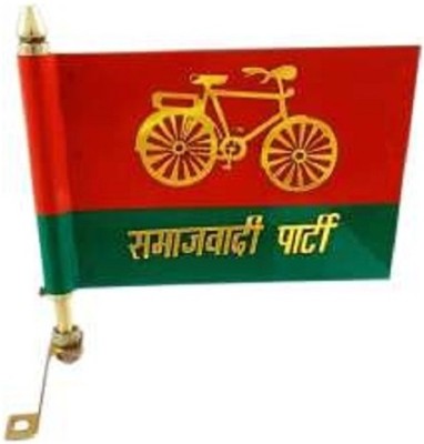 flagcar Samajwadi Party Rectangle Car Window Flag(Metal)