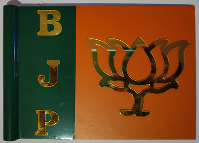 flagcar BJP Flag Rectangle Car Window Flag(Plastic)