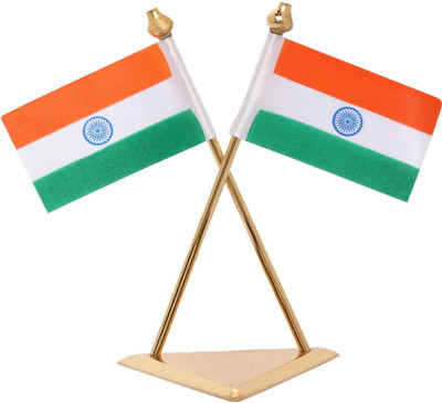 VOILA India Double Sided Wind Car Dashboard Flag(Metal, Pack of 1)