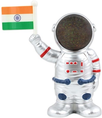 YOURKARTS.COM Car Dashboard Solar Space Astronaut Robot with Raising Indian Flag vande mataram Decorative Showpiece  -  11 cm(Plastic, Silver)