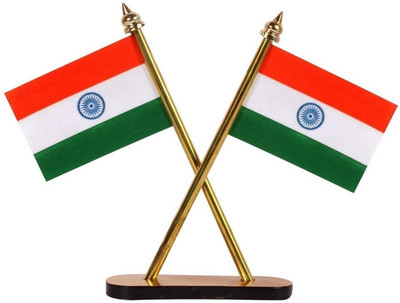 Adhvik INDIA Rectangle Car Dashboard Flag(Cotton)