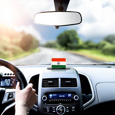 Luv My India India Rectangle Car Dashboard Flag(Cotton)