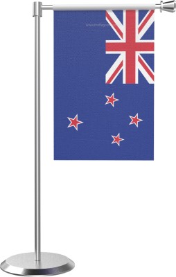 The Flag Company New Zealand L-Shaped Table Flag | Stainless Steel Base And Pole Rectangle Table Miniature Flag(Polyester)