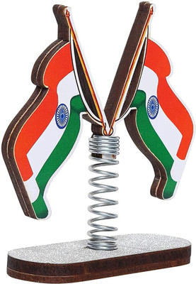 He and She SHOPPINGS Indian Flags Stand on Spring for Car Dashboard Study Table Home Rectangle Table Miniature Flag(Plastic)