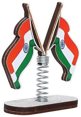 VOILA India Double Sided Wind Car Dashboard Flag(Metal, Plastic, Polyester, Pack of 1)