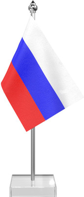 The Flag Company Russia Table Flag With Stainless Steel Pole And Transparent Acrylic Base Rectangle Table Miniature Flag(Polyester)