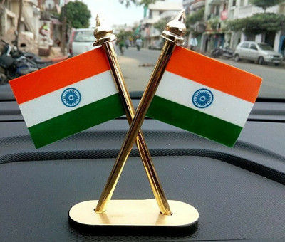 flage Indian flag for car dashboard, office table, study table Rectangle Car Dashboard Flag(Nylon)