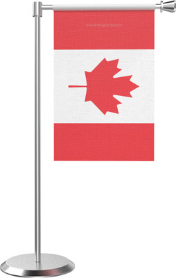 The Flag Company L Shape Table Canada Table Flag With Stainless Steel Base And Pole Rectangle Table Miniature Flag(Polyester)