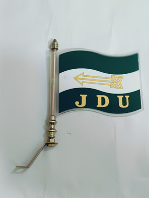 flagcar jdu car flag with rod and stand Rectangle Car Window Flag(Plastic, Pack of 3)