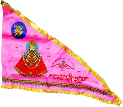 GuruPujan Khatu Shyam Ji Triangle Outdoor Flag(Satin)