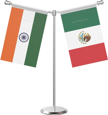 The Flag Company India & Mexico | Y Shape Flag Stand Stainless Steel Base Rectangle Table Miniature Flag(Polyester)
